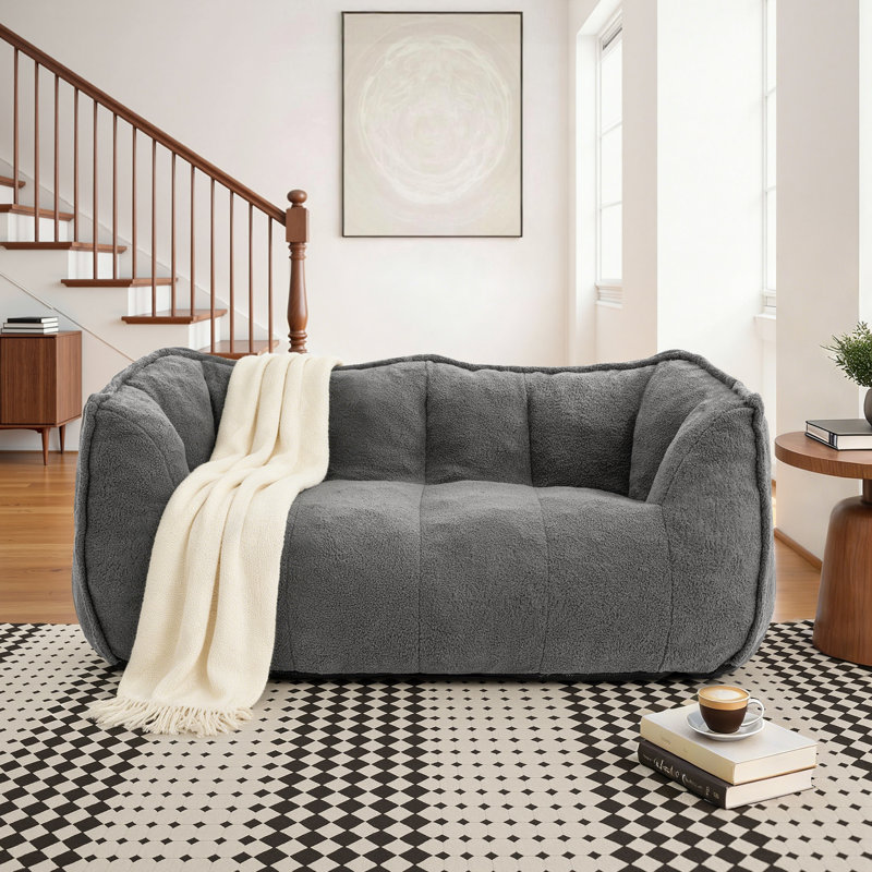 Fauteuil à billes en peluche surdimensionné Kirtis, Gris