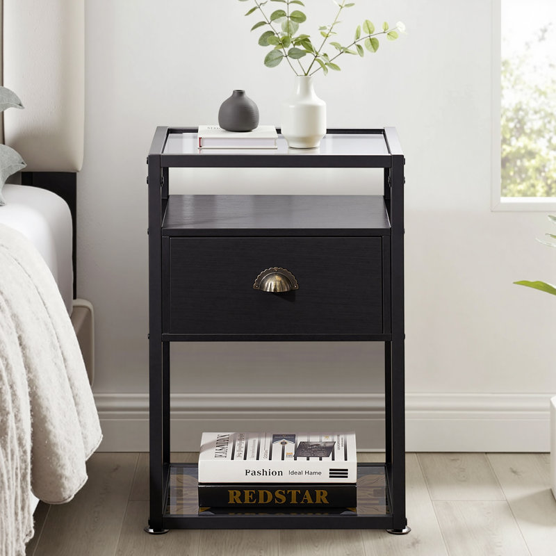 Armoire de rangement à 3 niveaux avec tiroirs pour le salon de la chambre Alsa, Noir
