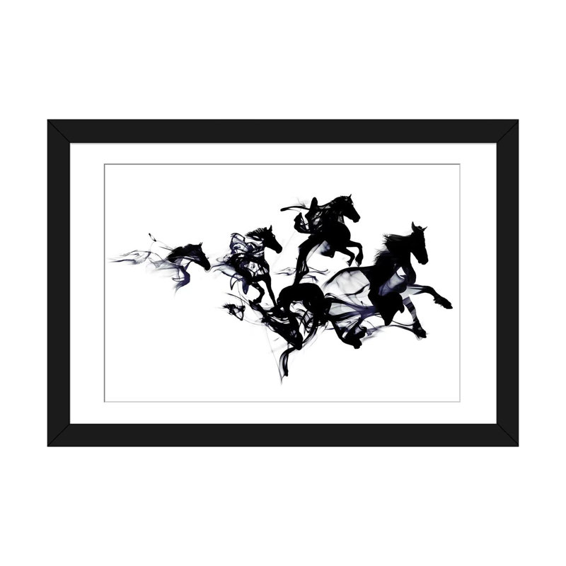« black horses », impression sur toile, H 16 po x l 24 po x P 1 po, Papier d'art encadré noir