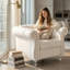Fauteuil Chesterfield capitonné avec assise profonde et accoudoirs recourbés - Fauteuil club d'appoint en velours douillet