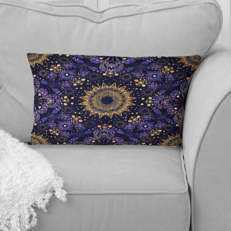 Coussin lombaire bohème mauve et or - mauve