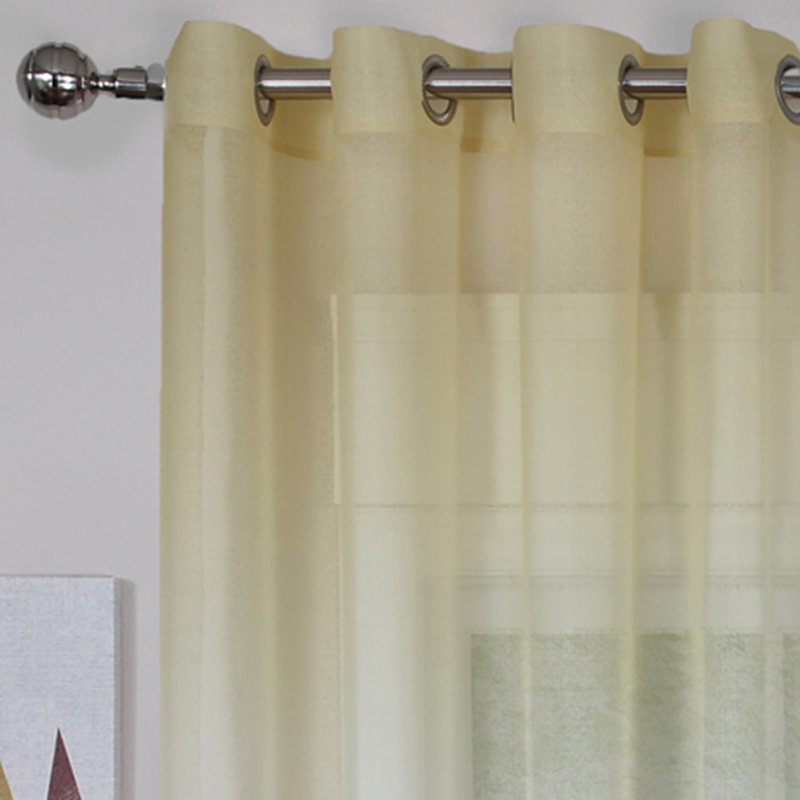Carlyssia Polyester Semi Sheer Curtain Single Panel, Blue, 52" W x 63" L