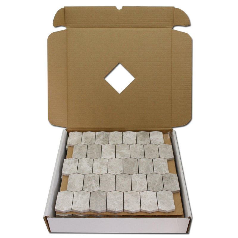 Picket 2" x 3" Marble Honeycomb Mosaic Wall & Floor Tile, Silver Shadow