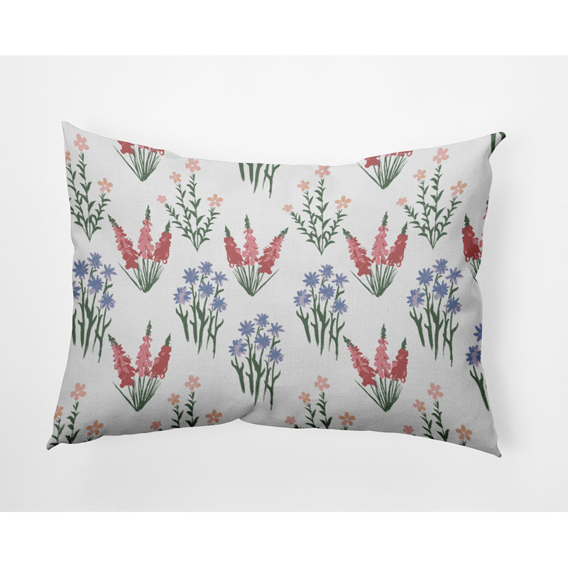 Reversible Throw Pillow, Pink/Purple/Green Floral