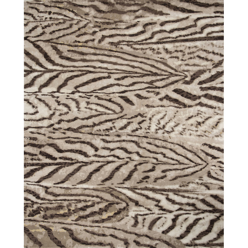 Contemporary Hand Knotted Animal Print Area Rug, Rectangle 12' x 15'
