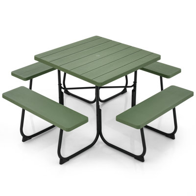 Banc de pique-nique en PEHD avec trou pour parasol pour 6 à 8 personnes