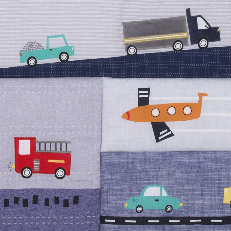 Mason & Marbles Transportation Trails Navy, 4pc Crib Bedding Set