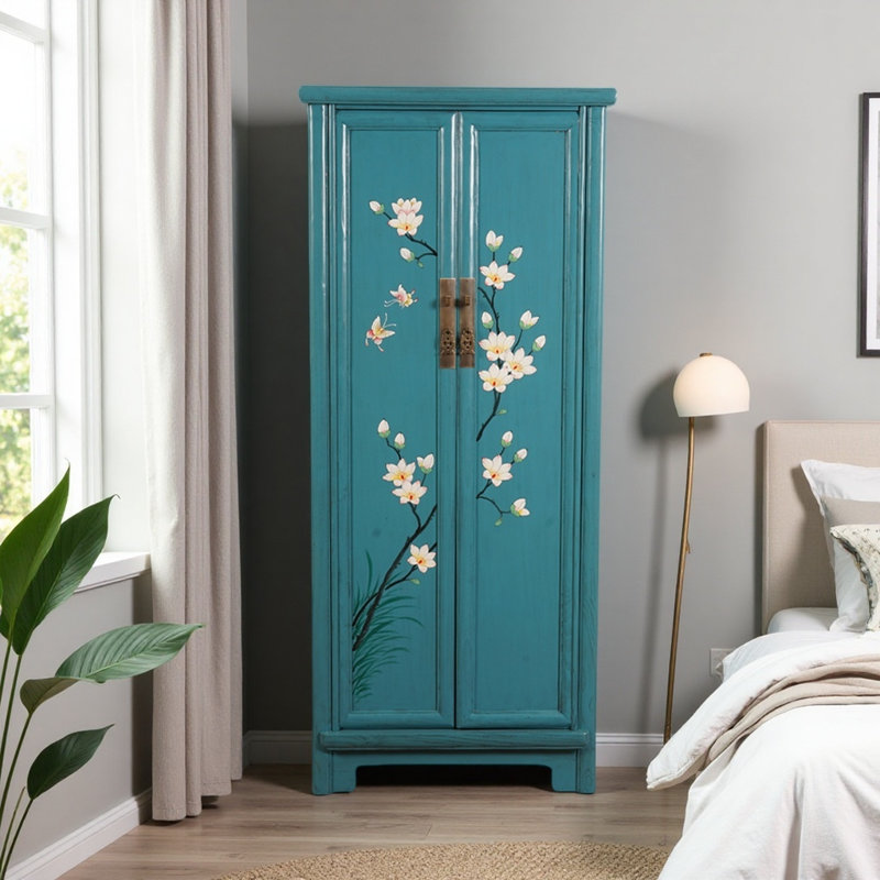 Modern Painted Solid Wood Wardrobe, Blue
