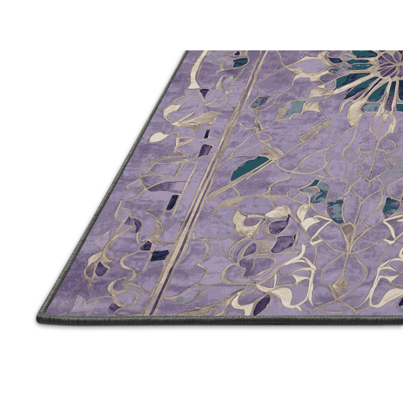 Tapis mauve soyeux et moelleux, Tapis de couloir 2 pi x 4 pi
