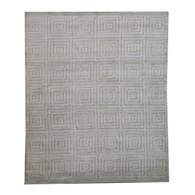 Tapis ivoire en soie fait à la main