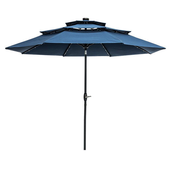 Arlmont & Co. 3 Tiers Market Umbrella 10Ft Lighted Umbrella Beach With ...