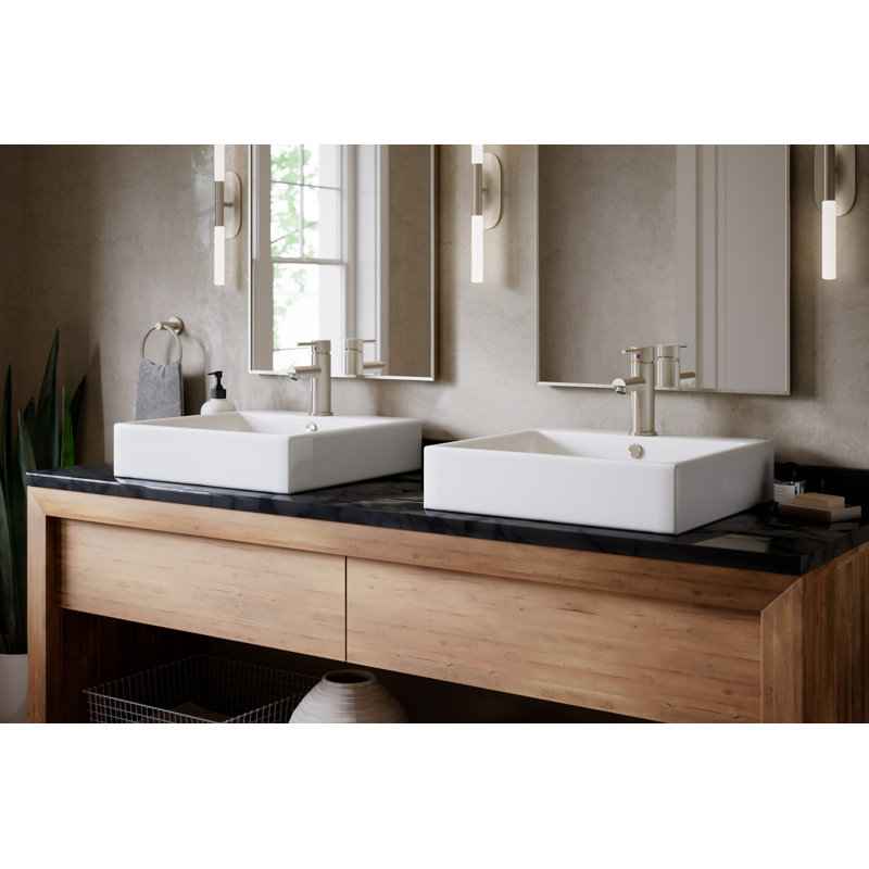 Robinet pour salle de bain à poignée simple Dia, Nickel satiné