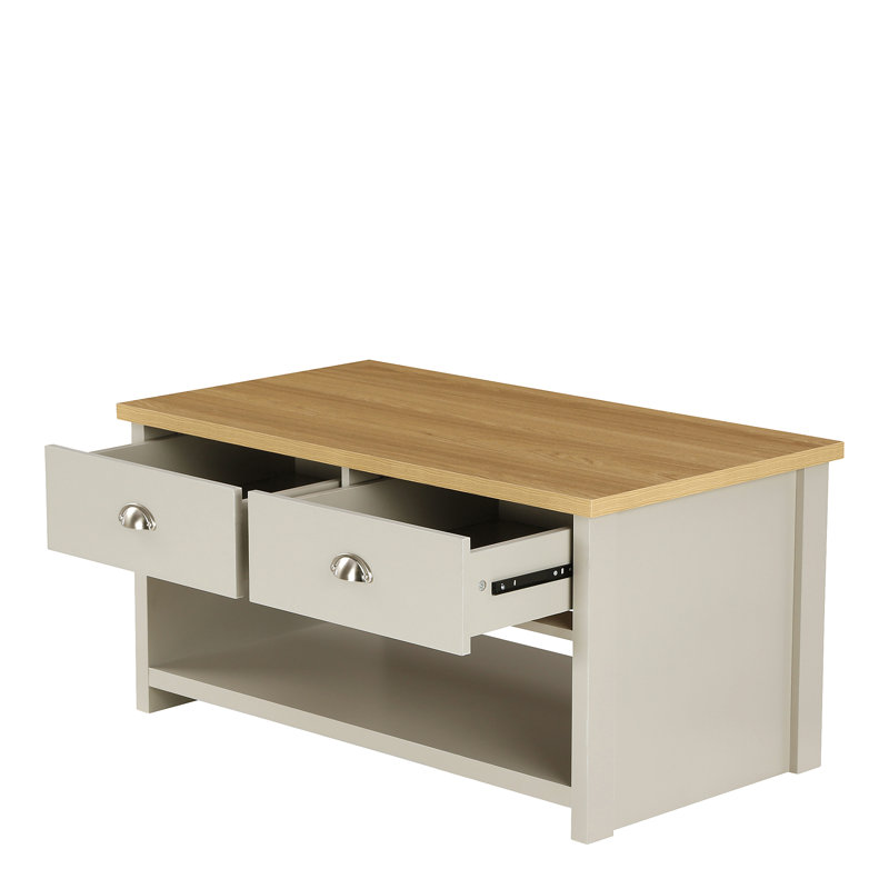 Kerry Coffee Table with Storage, Cream, Oak