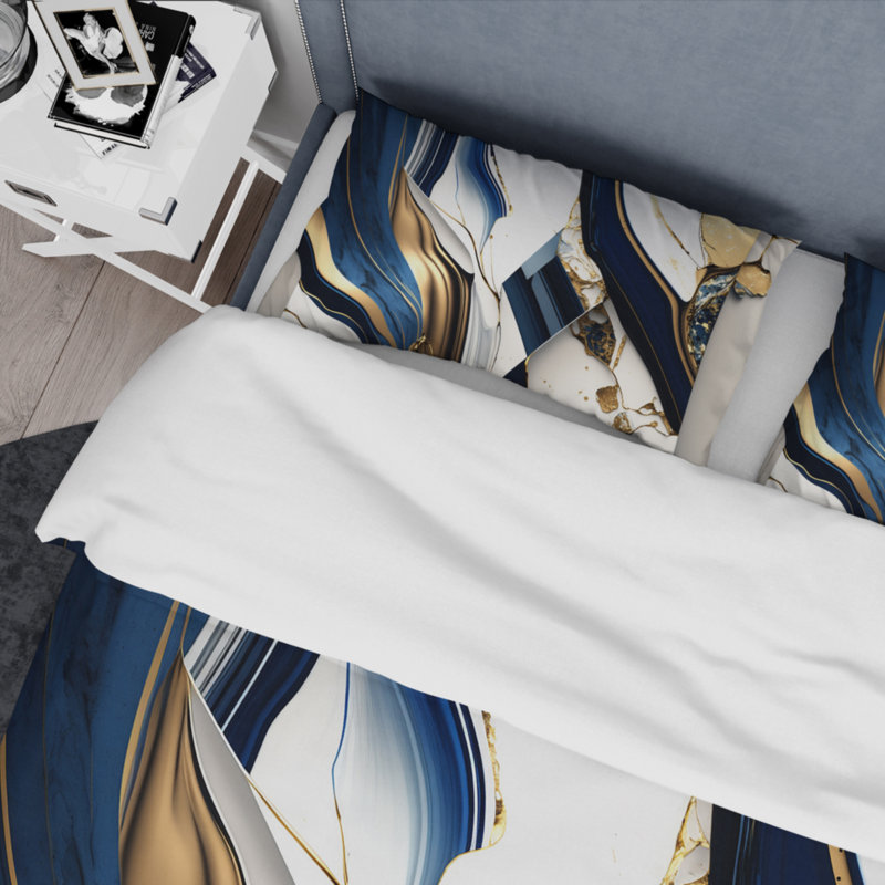 Ensemble de housse de couette en géométrie abstraite géométrique, Housse de couette simple + 1 taie décorative stan