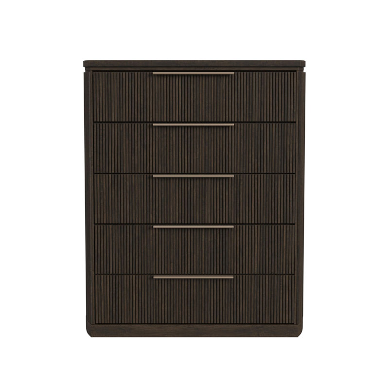 Commode 5 tiroirs Rimmer en brun foncé