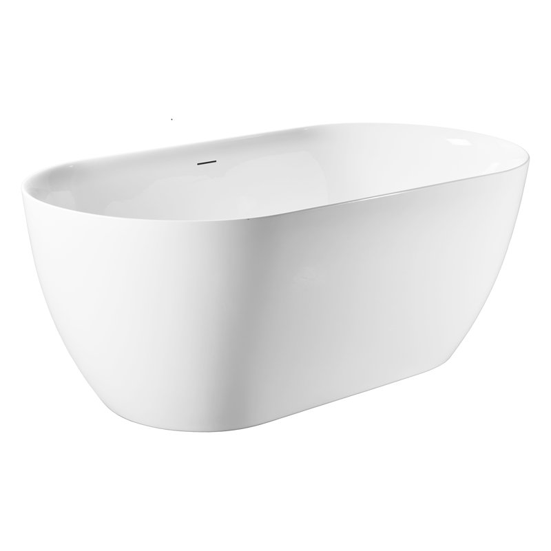 Modern White Acrylic Freestanding Bathtub With Gently Sloped Design And Center Drain