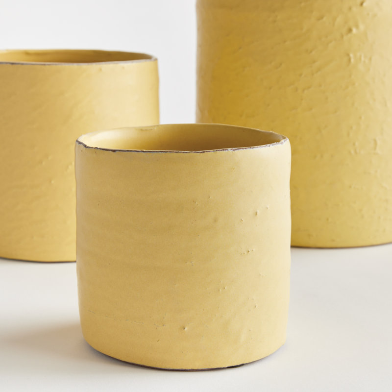 Abilene Ceramic Cachepot - Set of 3, Yellow