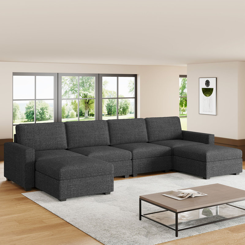 Canapé modulaire en U, Chenille noir