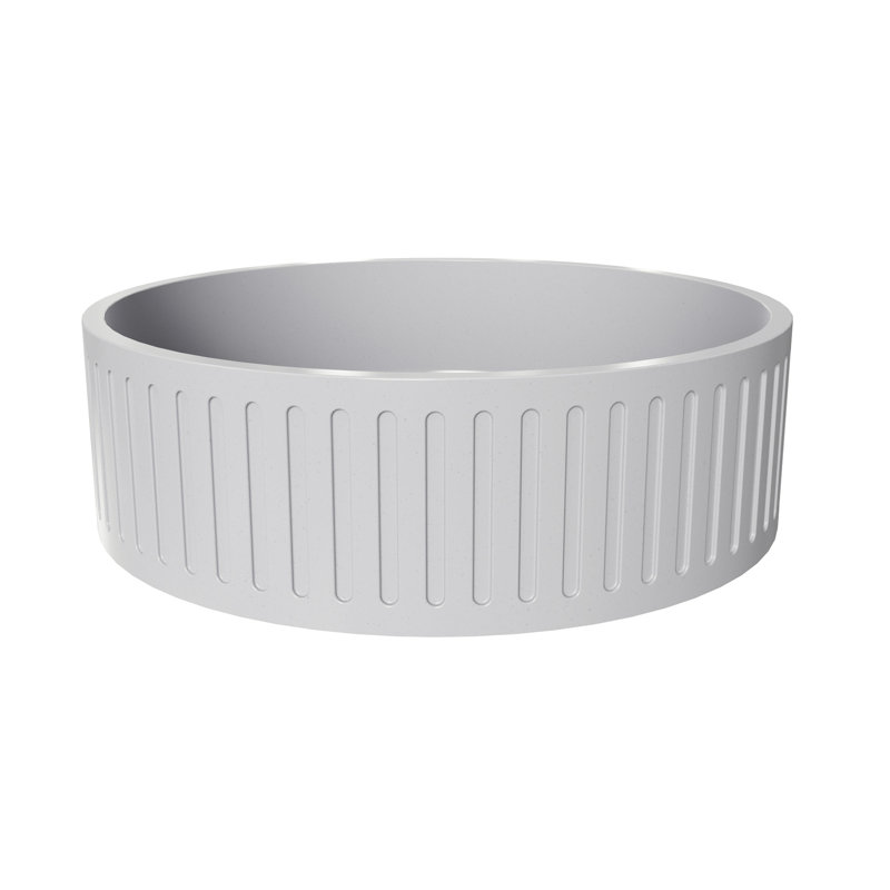 15'' Concrete Vessel Round Modern Gray Bathroom Sink