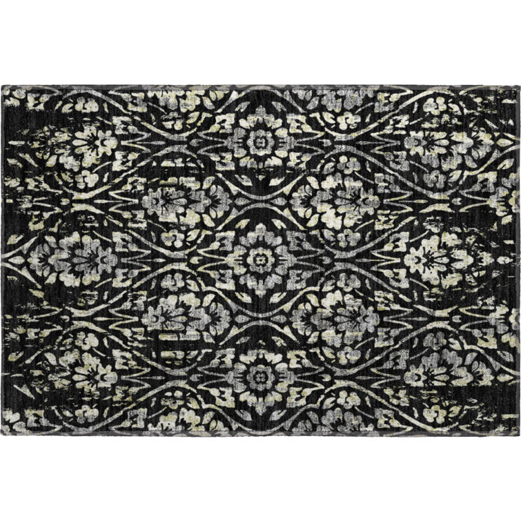 Premium Machine Washable Prisco Black Rug
