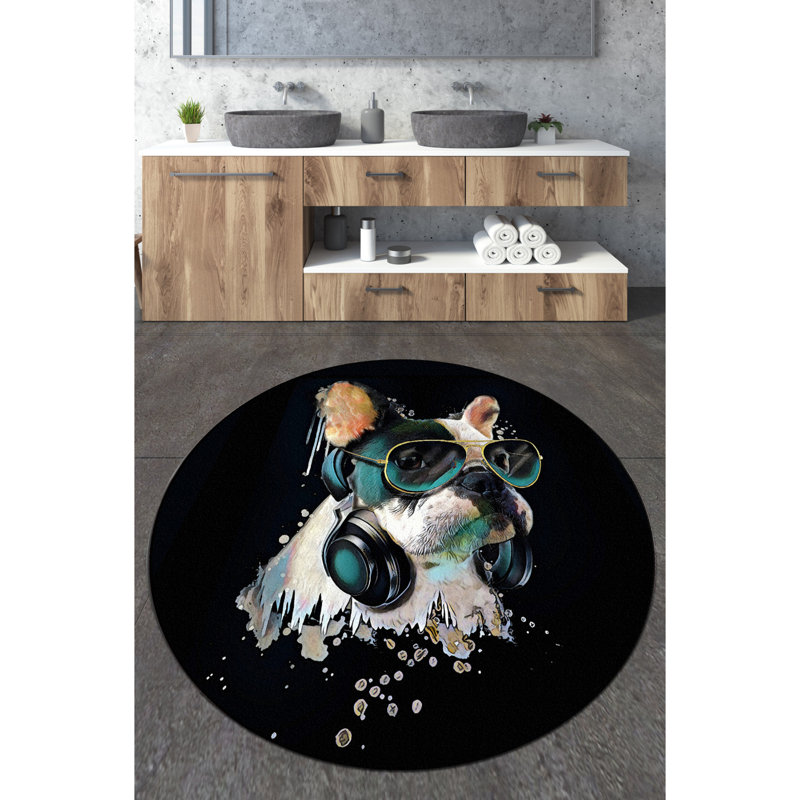 Antibacterial Bathmat, 100% Polyester, 55.1 in Diameter | 10 mm Pile Height, Non-Slip Underside | Machine Washable, 700 g/m² | Ideal for Bathroom Safety & Comfort, Easy to Clean, Elegant Design