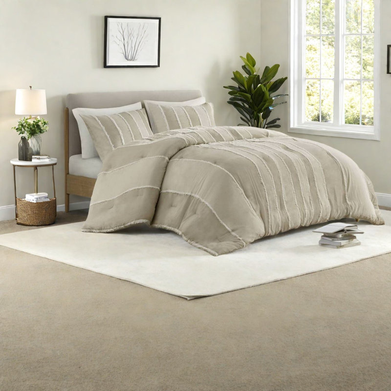 Ensembles de literie en coton, motif moderne rayé taupe pour la maison