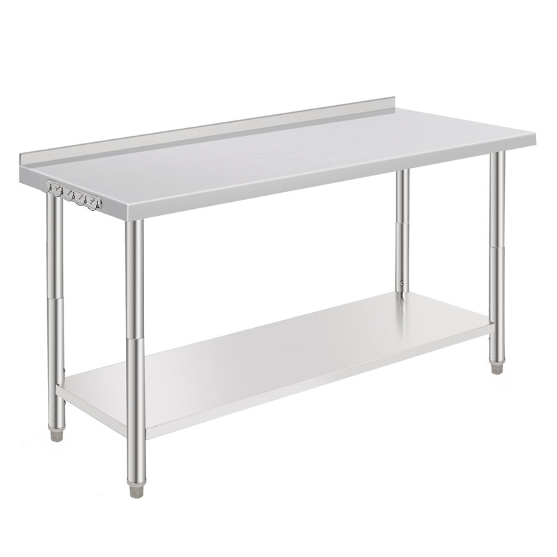Stainless Steel Work Table with Adjustable Shelves for Kitchen, Garage, DIY Projects