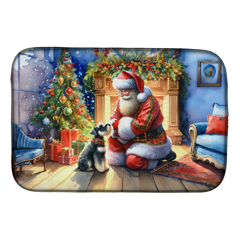 Tapis de vaisselle Schnauzer and Santa Claus