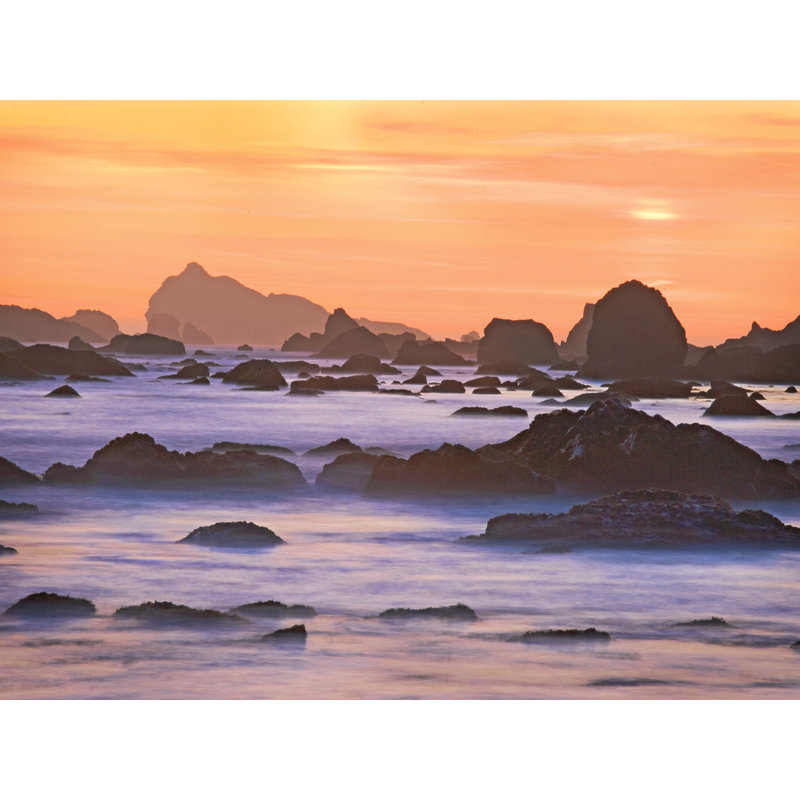 Coastal Rocks Sunset Print by Bruce Heinemann