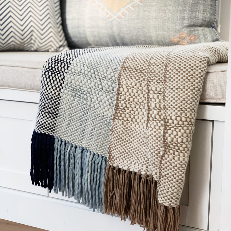 Ushuaia Hand Woven Throw Blanket, Navy