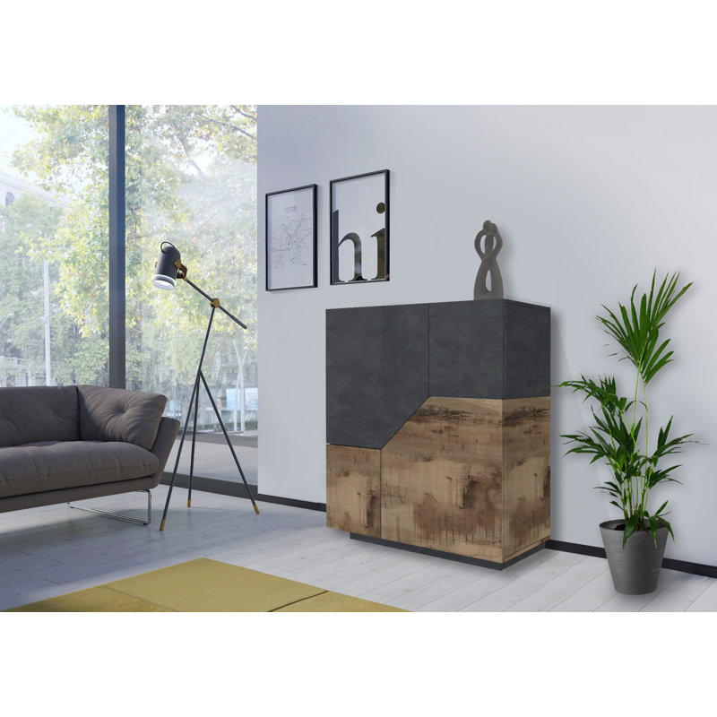 Mattis 100cm Sideboard, Slate/Maple Pereira
