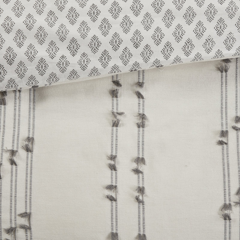 Ivory Cotton Jacquard Full/Queen Duvet Cover Set