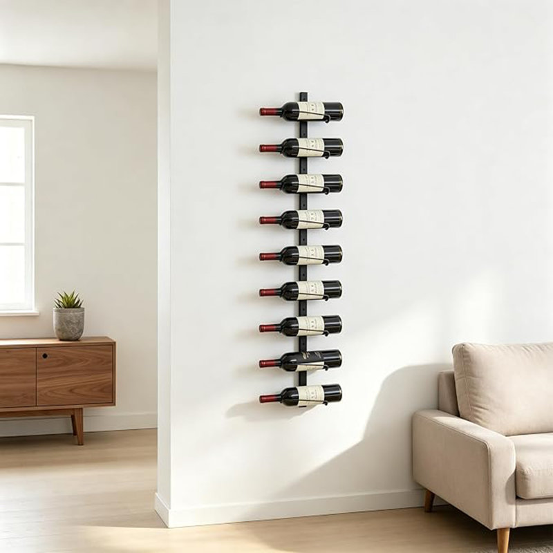 Support à vin mural pour 9 bouteilles - Organisateur de rangement de vin détachable, fixation murale utilisée comme une ou trois bouteilles, porte-bouteilles pour cuisine, garde-manger, salle à manger, bar, cave