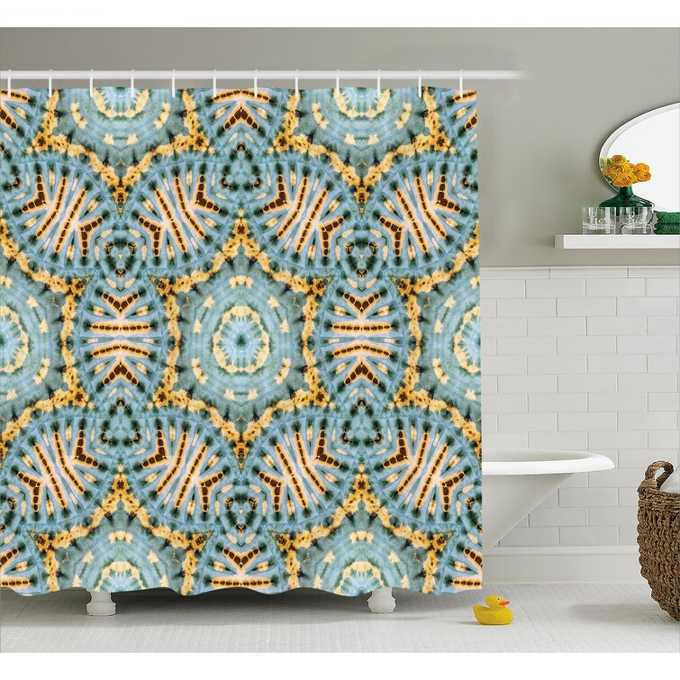 Bless international Geometric Shower Curtain with Hooks Included