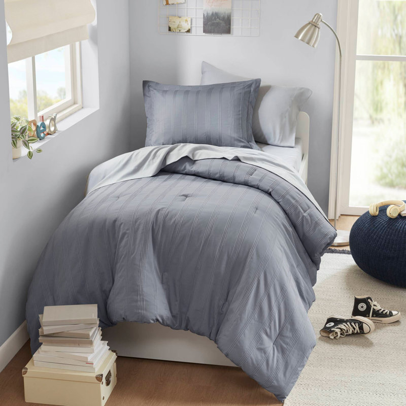 Ensemble d'édredon de style contemporain, Gris, Édredon simple + 4 pièces supplémentaires