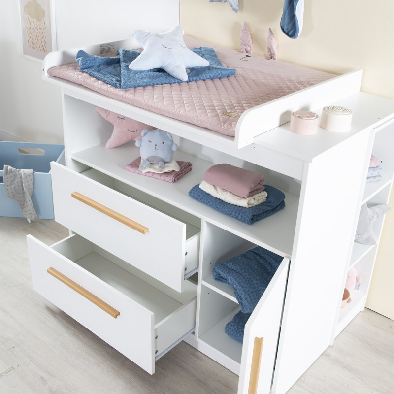 Lilo Unit with Removable Top Handles Made of Wood - White Changing Table