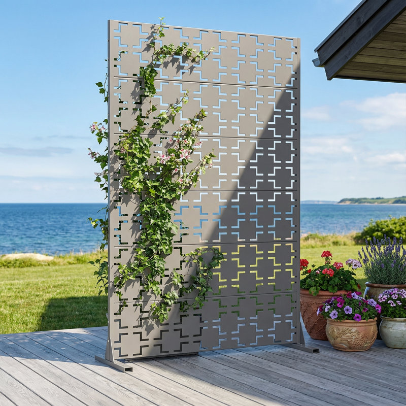 Paravents d'extérieur en métal Wild 72 x 47 pouces Wild, 72 po H x 47 po L x 16 po P, Gris clair