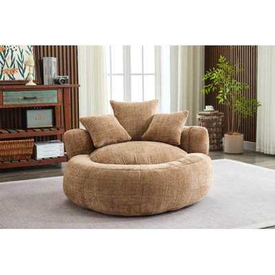 Foam Bean Bag Chairs For Adults/Teens With Filling,Bean Bag Lazy Sofa With Ultra Soft Chenille Cover,Round Bean Bag,Indoor & Outdoor by Hokku Designs