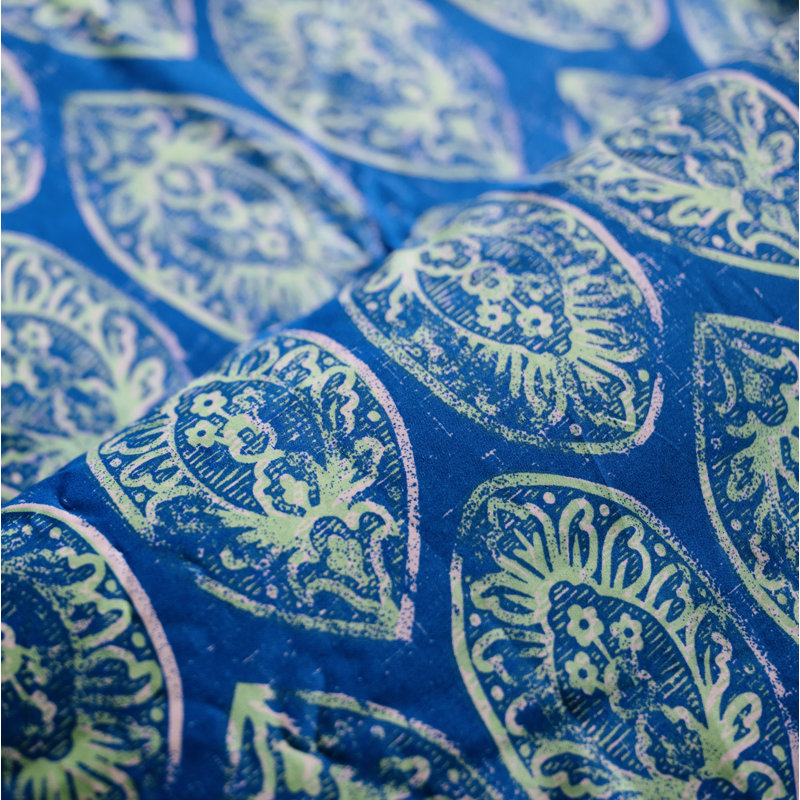 Blue Geometric Cotton Twin Duvet Cover Set
