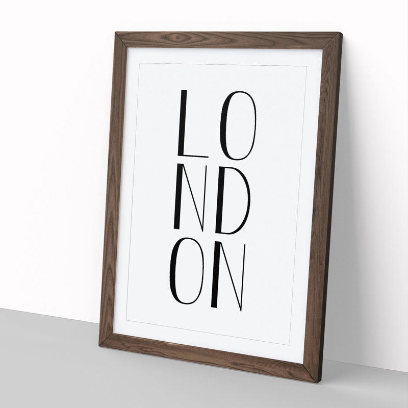 London - Picture Frame Typography, Walnut Framed, 65cm H x 48cm W x 2cm D
