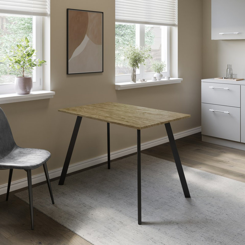 Metal Base Dining Table, Oak