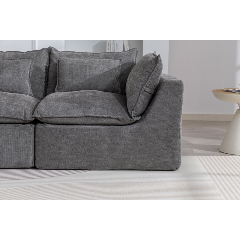 74.8" Width Cloud Couch Oversized Modular Sectional Sofa True Relax Comfy Couches Wide&Deep Seat Sofas for Living Room Furniture Sets, Waffle Fabric ,2Seat