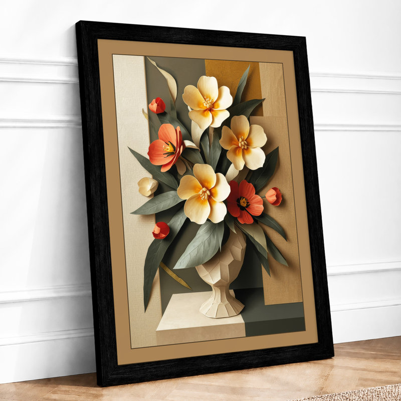 Pedestal Arrangement Botanical - Framed Print, A4 - 29.7 x 21.0 cm, Black