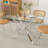 47.24" Rectangular Clear Tempered Glass Dining Table,Stylish Design With Metal Legs, Kitchen Table For Dining Room-996021405-996021394