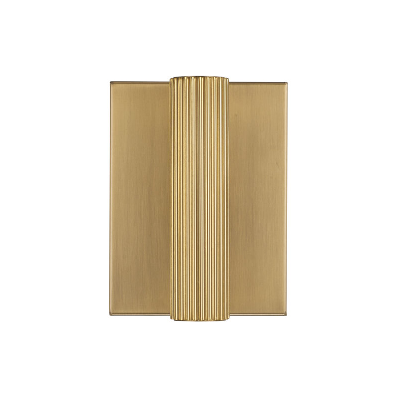 4.5" W x 6" H Integrated LED Mini Dual Sconce in Aged Brass with Fluted Texture and Up and Down Cylindrical Light, Aged Brass