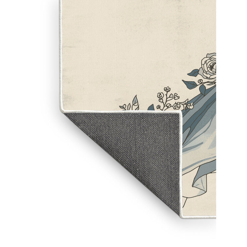 Tapis beige moelleux doux à motif floral classique Barclay, 6 X 9