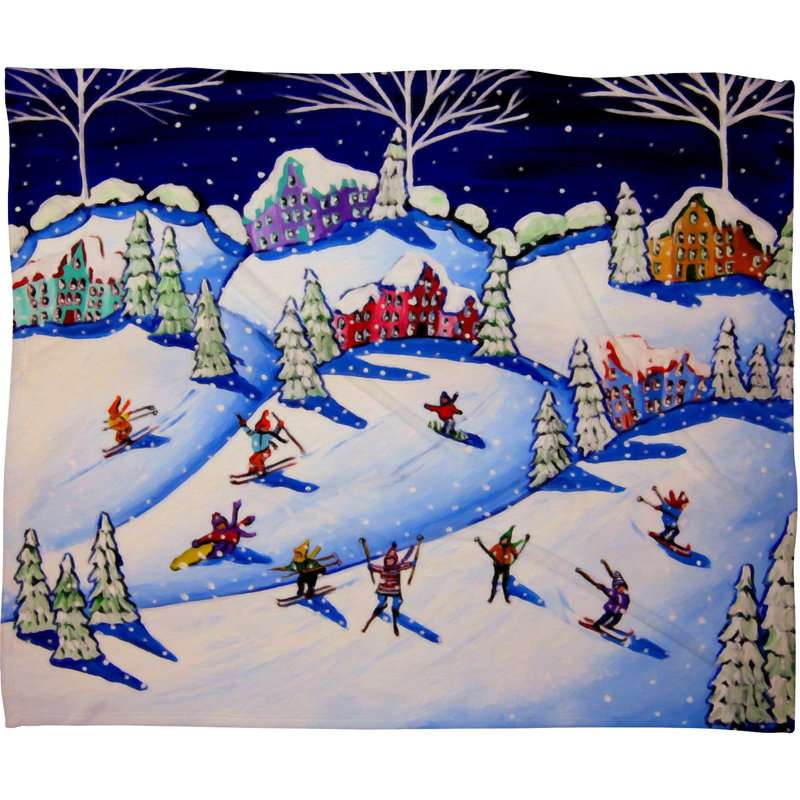 Jeté polaire moelleux en peluche winter ski fun Renie Britenbucher, Petit