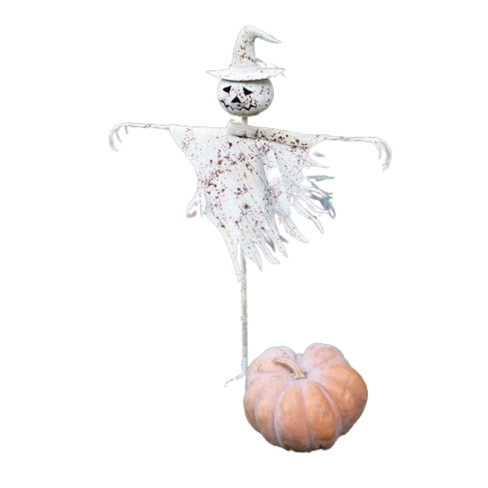 Lenay Rustic White Metal Scarecrow Yard Stake