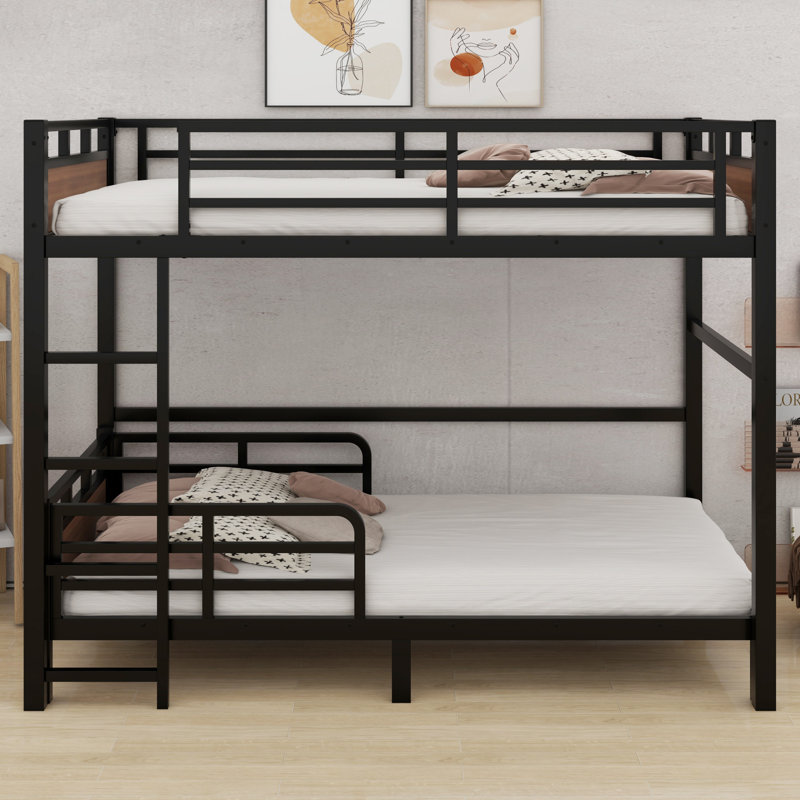 Separable Bunk Beds,With Raised Security Fence, Walnut
