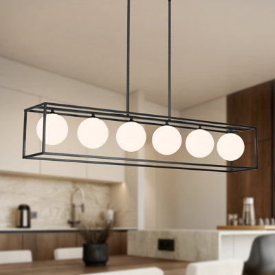 6 - Light Kitchen Island Lighting Dining Room Chandelier Linear Chandelier For Kitchen Island Rectangle Chandelier